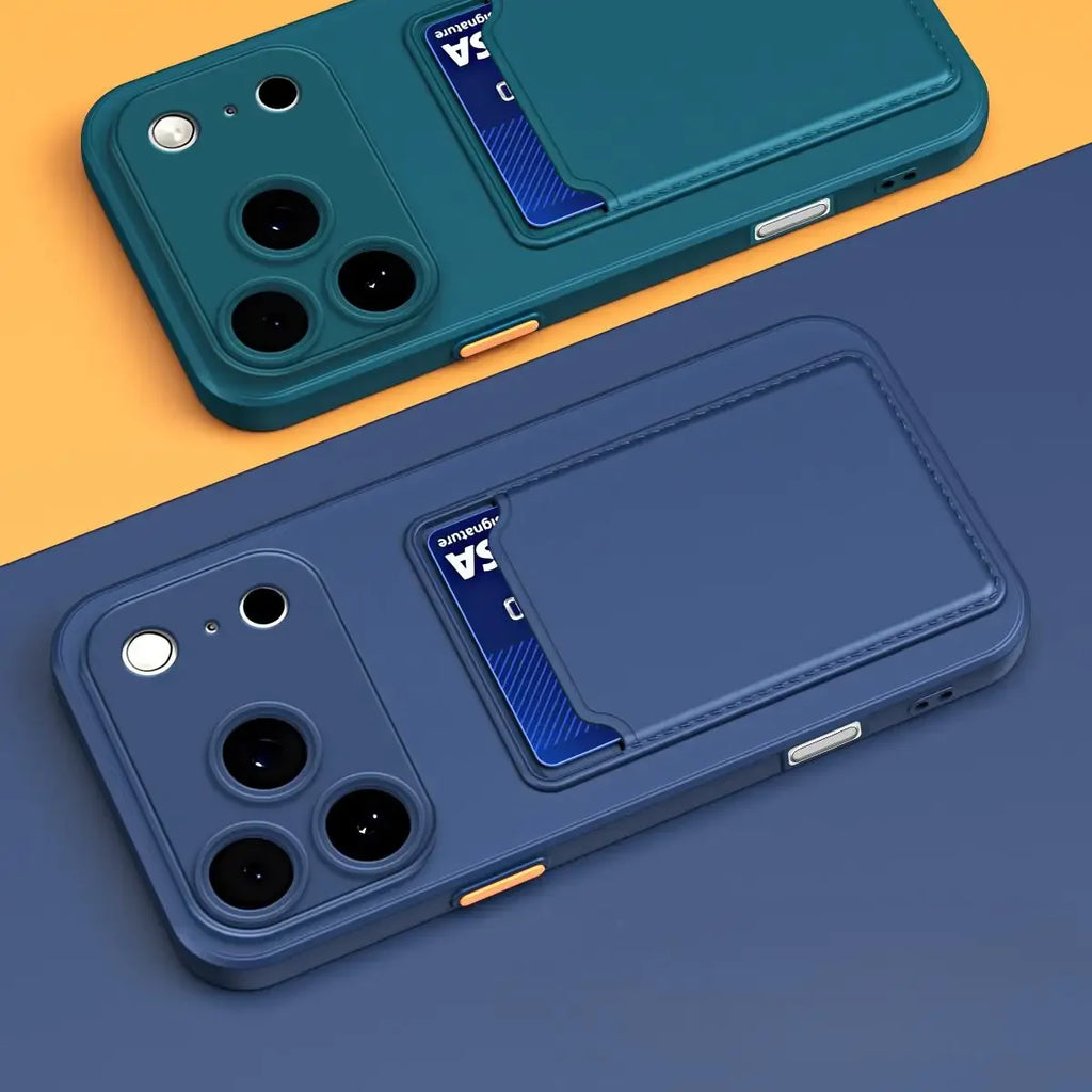 Soft Silicone Wallet Card Holder Phone Case for iPhone 17 Air 16 15 14 Plus 13 12 Mini 11 Pro 16E XS Max XR Slot Bag Back Cover