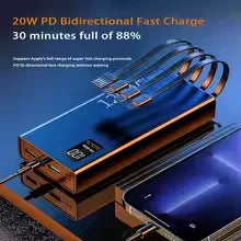 4-in-1 Power Bank 120W 500000mAh High Capacity With Cables Super Fast Charging Portable Charger For iPhone Samsung Xiaomi 2026