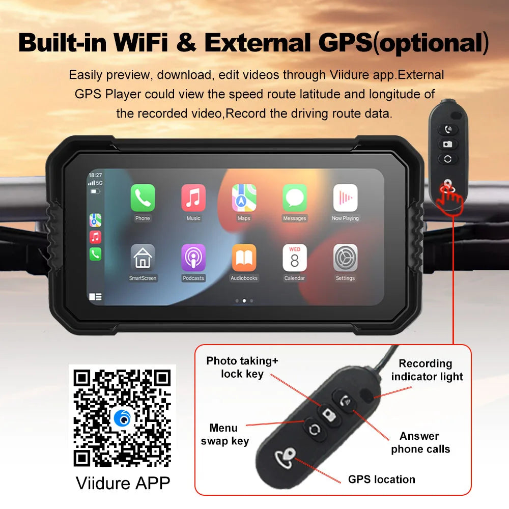 Motorcycle Smart GPS & CarPlay Display 🏍️
