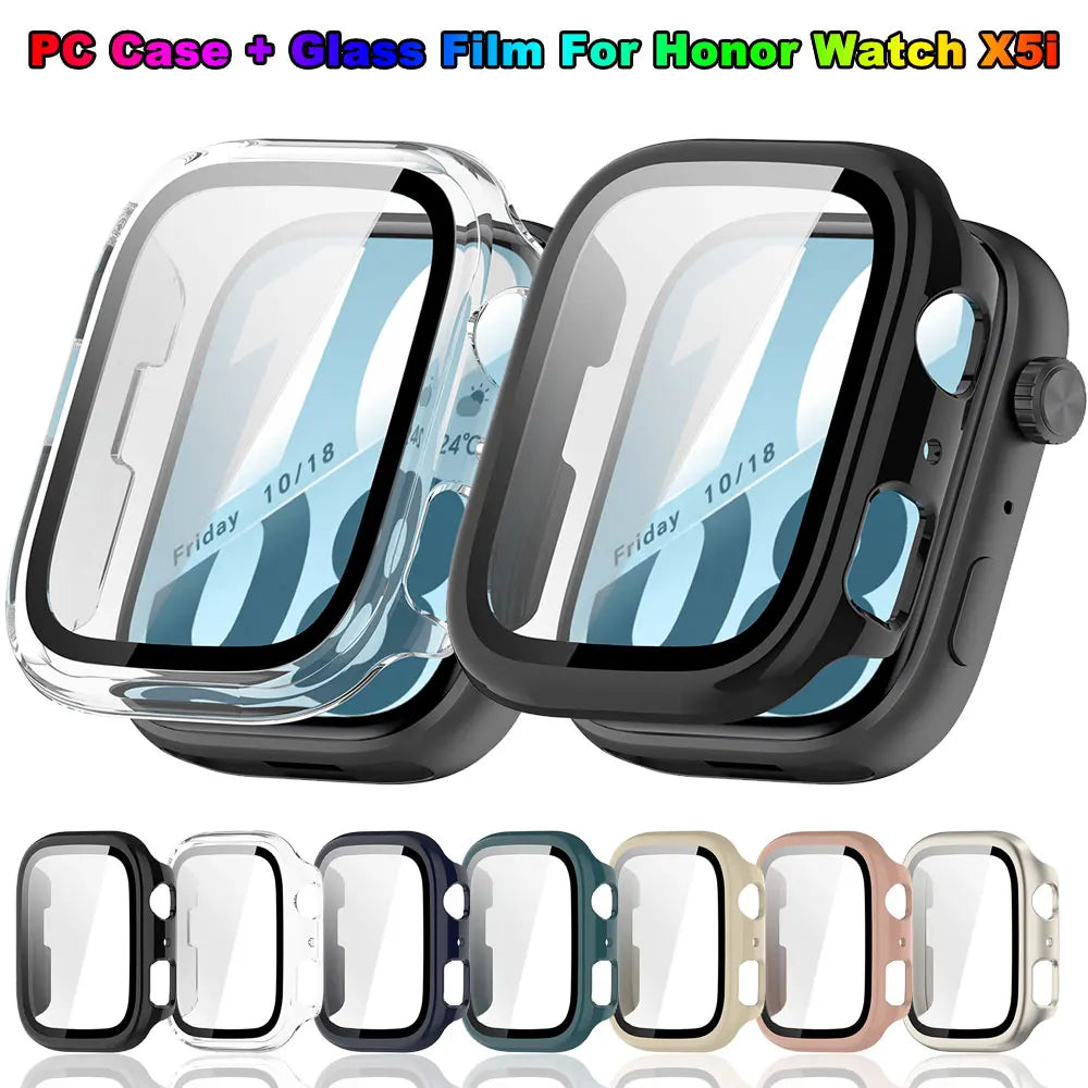 PC + Tempered Glass Case for Honor Watch X5i Smart Watch Strap Protective Cover Bumper For Honor Watch X5i Screen Protector