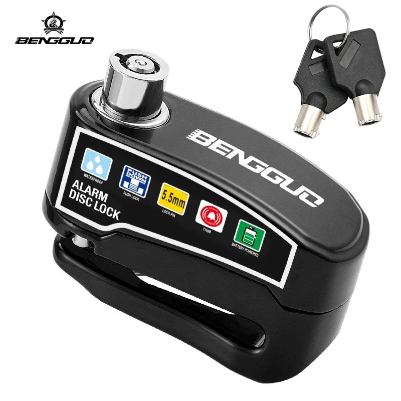 Motorcycle Alarm Disc Lock Anti Theft 110dB Waterproof Motorcycle Disc Brake Lock Aluminum Alloy for Scooter Bike Motor Parts