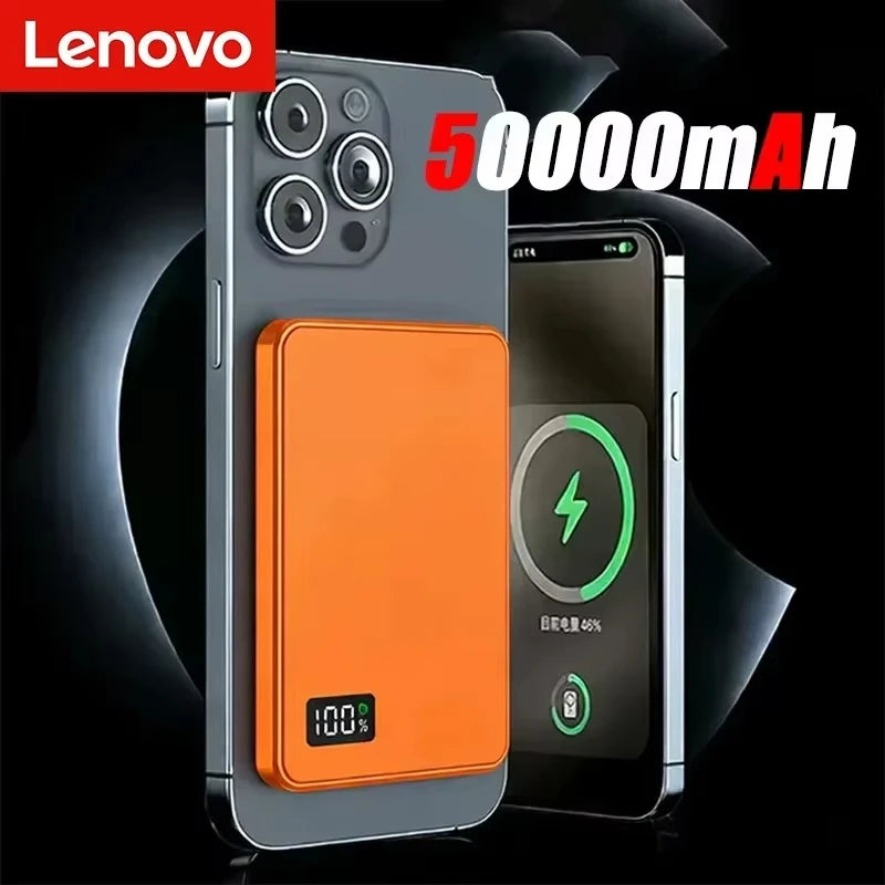 Lenovo 50000mAh Magnetic Wireless Power Bank PD22.5W Fast Charging Magsafe External Battery For iPhone Samsung