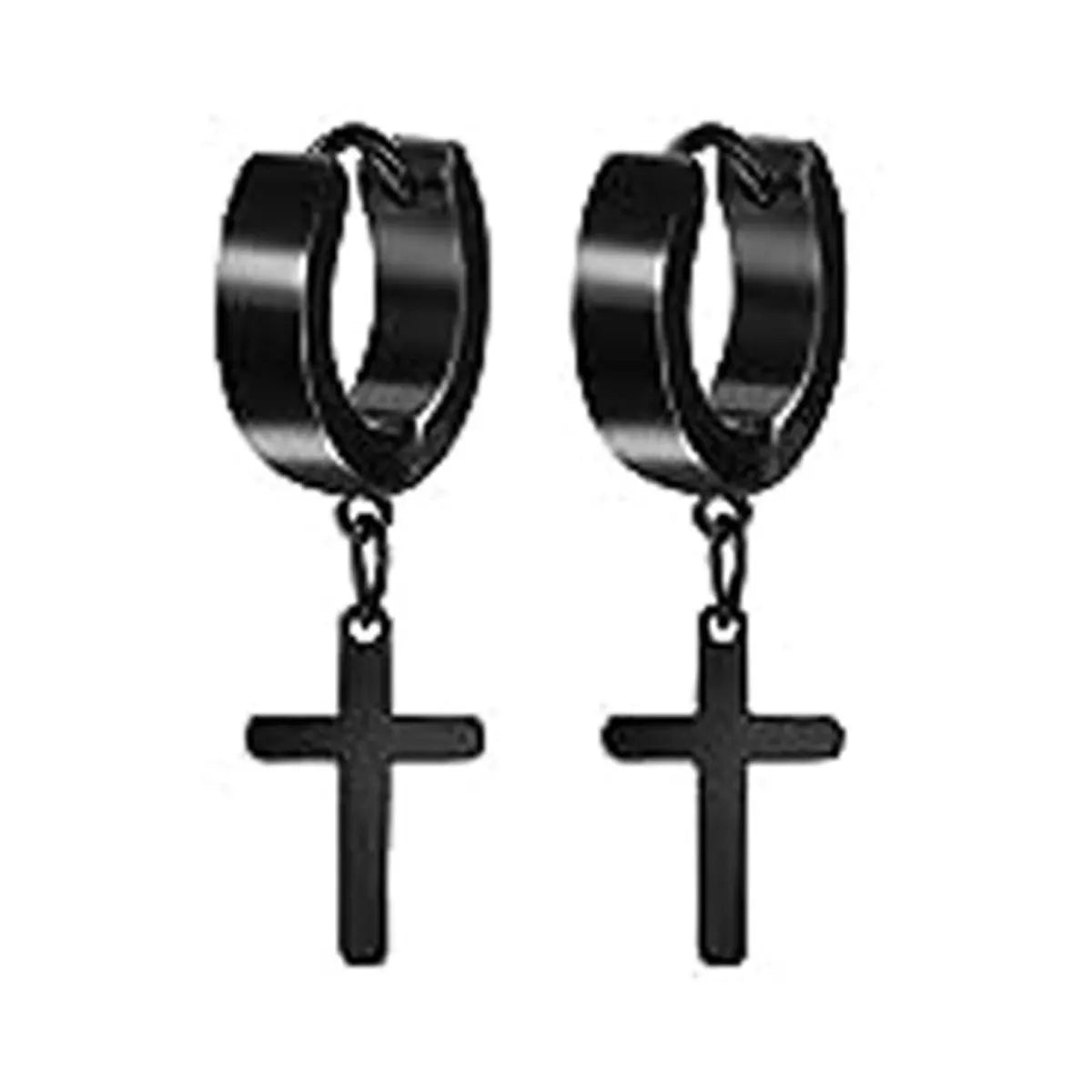 22 piece black men's earring set stainless steel small hug circle earrings cross studs and earrings