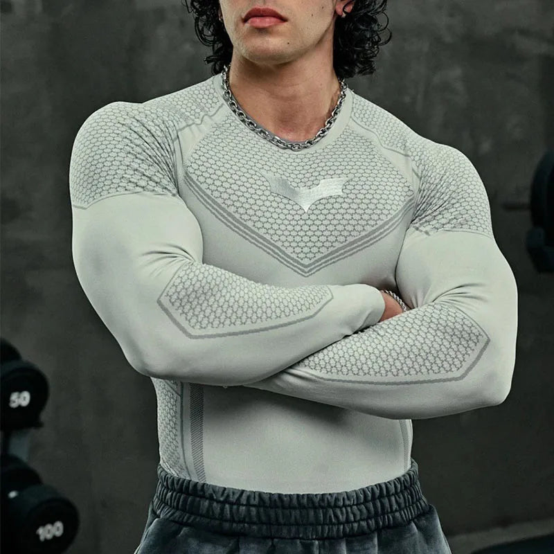 2026 Spring Men's Slim Fit Ice Silk Long sleeves T-Shirt O-Neck Gym