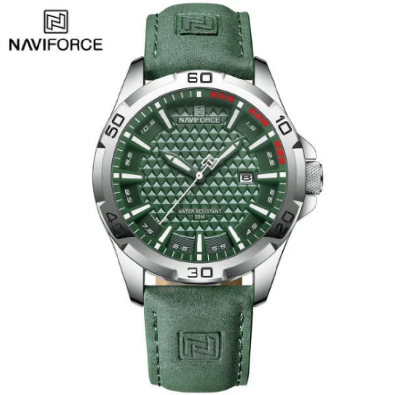 NAVIFORCE Men Casual Sport Military Quartz Calendar Wrist Watch for Man Business Leather Waterproof Male Clock Relogio Masculino