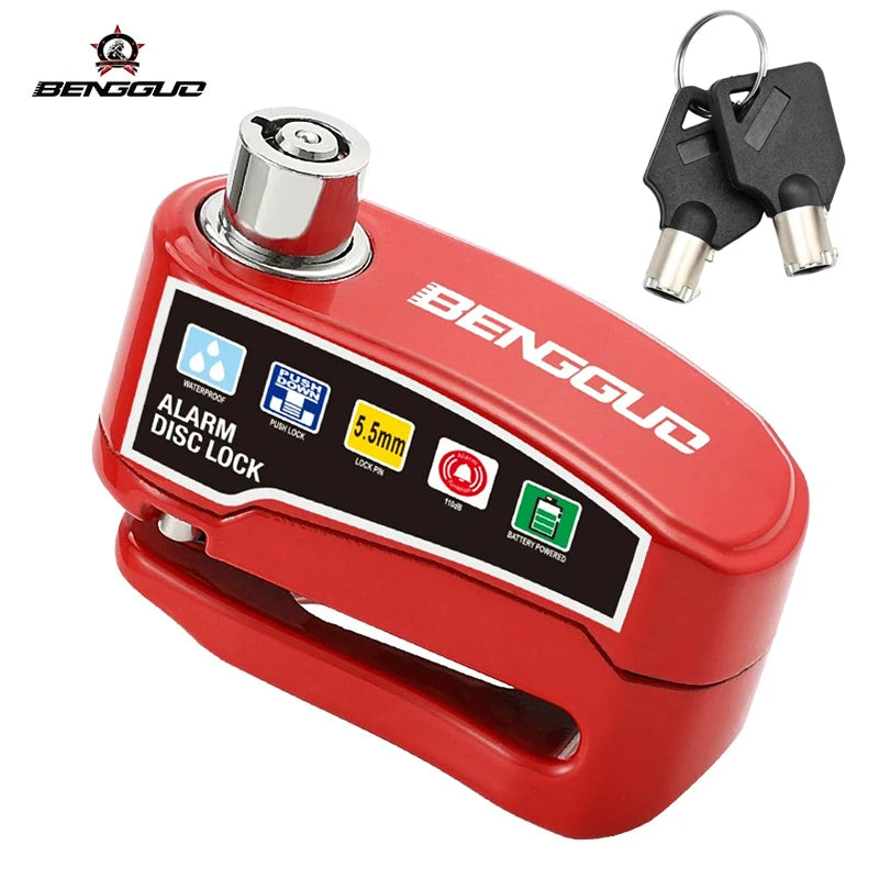 Motorcycle Alarm Disc Lock Anti Theft 110dB Waterproof Motorcycle Disc Brake Lock Aluminum Alloy for Scooter Bike Motor Parts