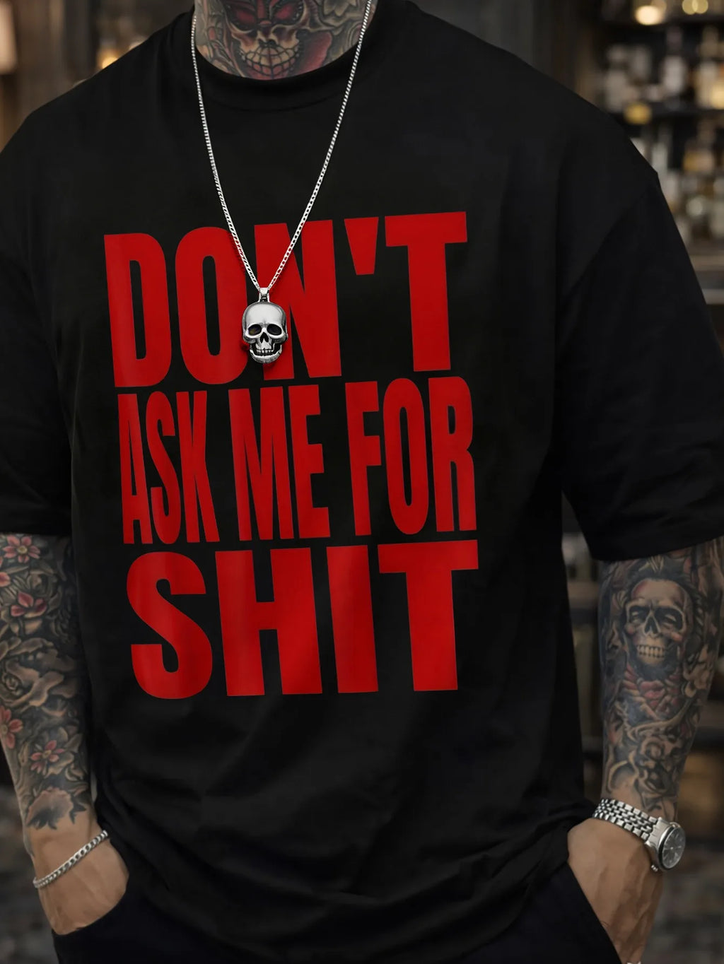 Men'S Statement T-Shirt "DON'T ASK ME for SHIT" Print