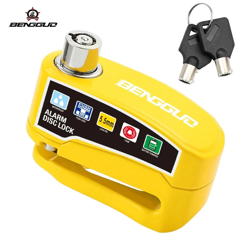 Motorcycle Alarm Disc Lock Anti Theft 110dB Waterproof Motorcycle Disc Brake Lock Aluminum Alloy for Scooter Bike Motor Parts