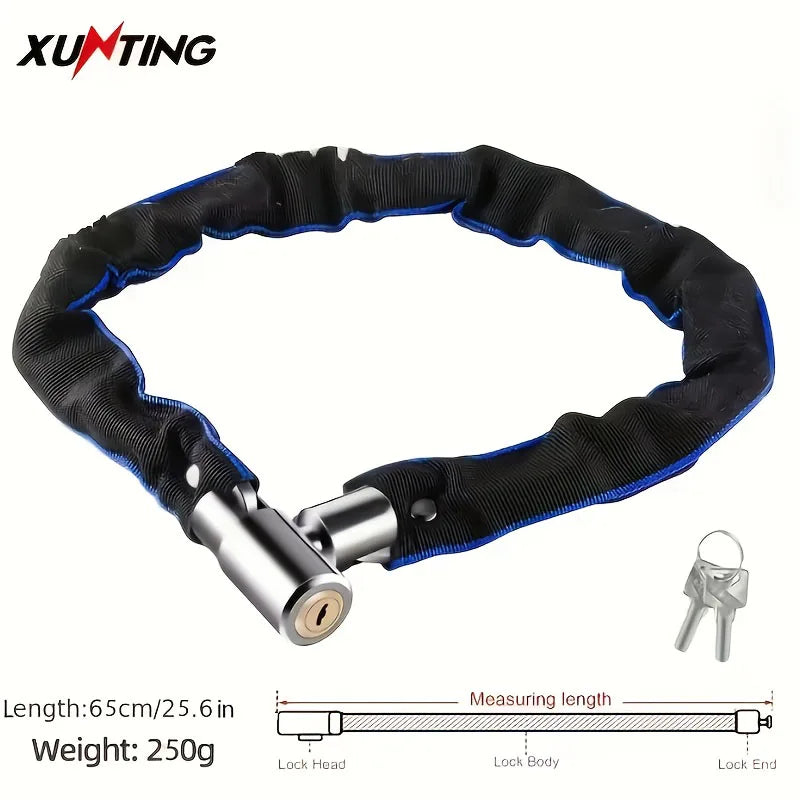 Xunting Bike Chain Lock with Lighter Weight and Stronger Security, Anti-Theft Bicycle Lock for Road Mountain Bikes