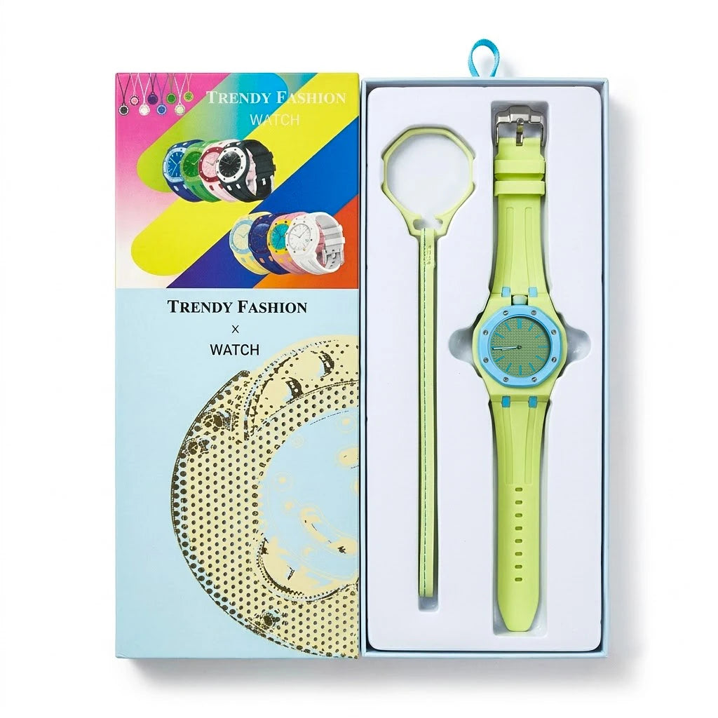 Hot Selling Pocket Quartz Watch Octagonal Pop Style Neck Movement Candy Color Niche Personality Removable Rubber strap Watch