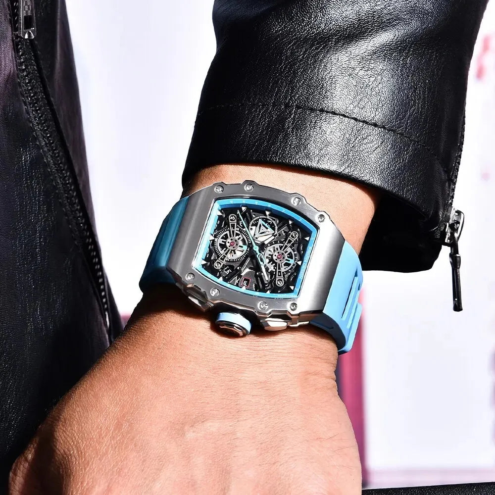 Pagani Design Men's Quartz Watches Japan Movt Skeleton Dial Waterproof