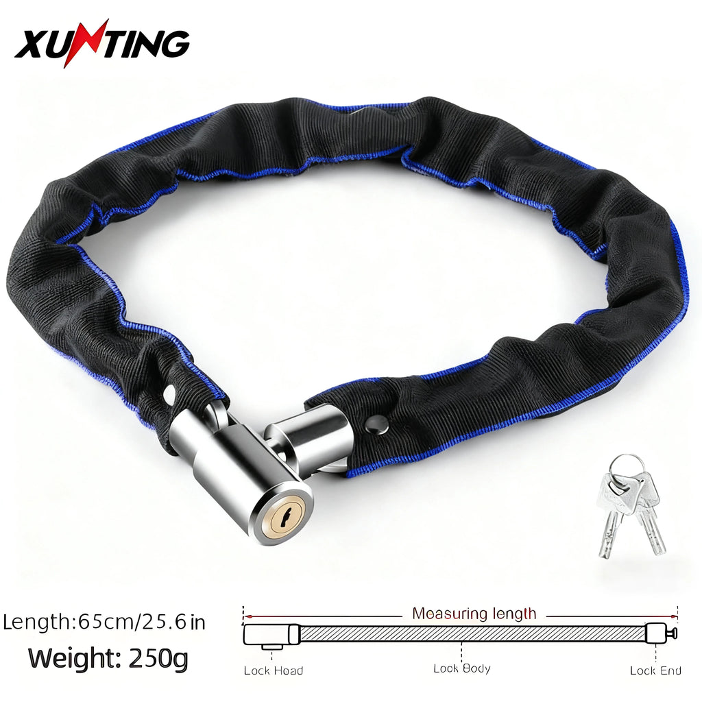 Xunting Bike Chain Lock with Lighter Weight and Stronger Security, Anti-Theft Bicycle Lock for Road Mountain Bikes