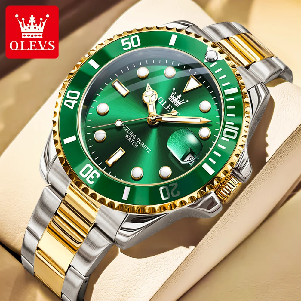 OLEVS 5885 Man Watch Original Brand Waterproof Quartz Watch Stainless Steel Strap Automatic Date Mens Gifts Watches For Man