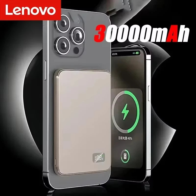 Lenovo 50000mAh Magnetic Wireless Power Bank PD22.5W Fast Charging Magsafe External Battery For iPhone Samsung