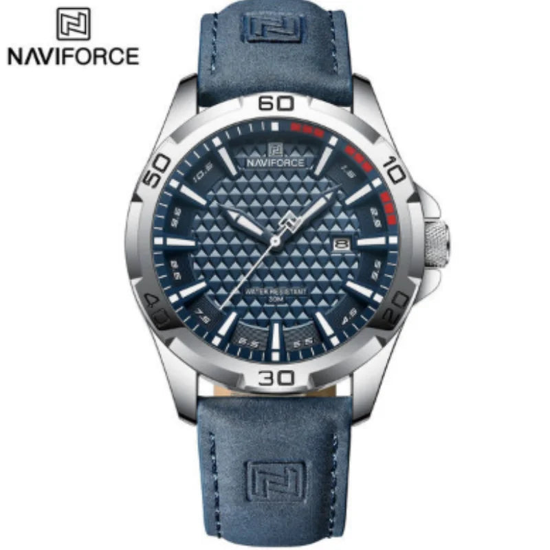 NAVIFORCE Men Casual Sport Military Quartz Calendar Wrist Watch for Man Business Leather Waterproof Male Clock Relogio Masculino