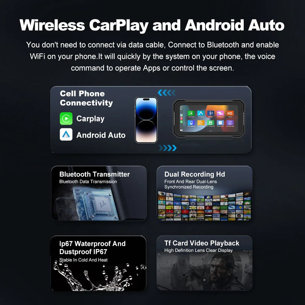 Motorcycle Smart GPS & CarPlay Display 🏍️