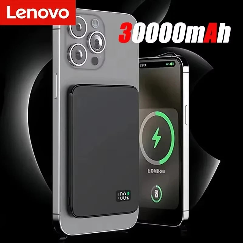 Lenovo 50000mAh Magnetic Wireless Power Bank PD22.5W Fast Charging Magsafe External Battery For iPhone Samsung