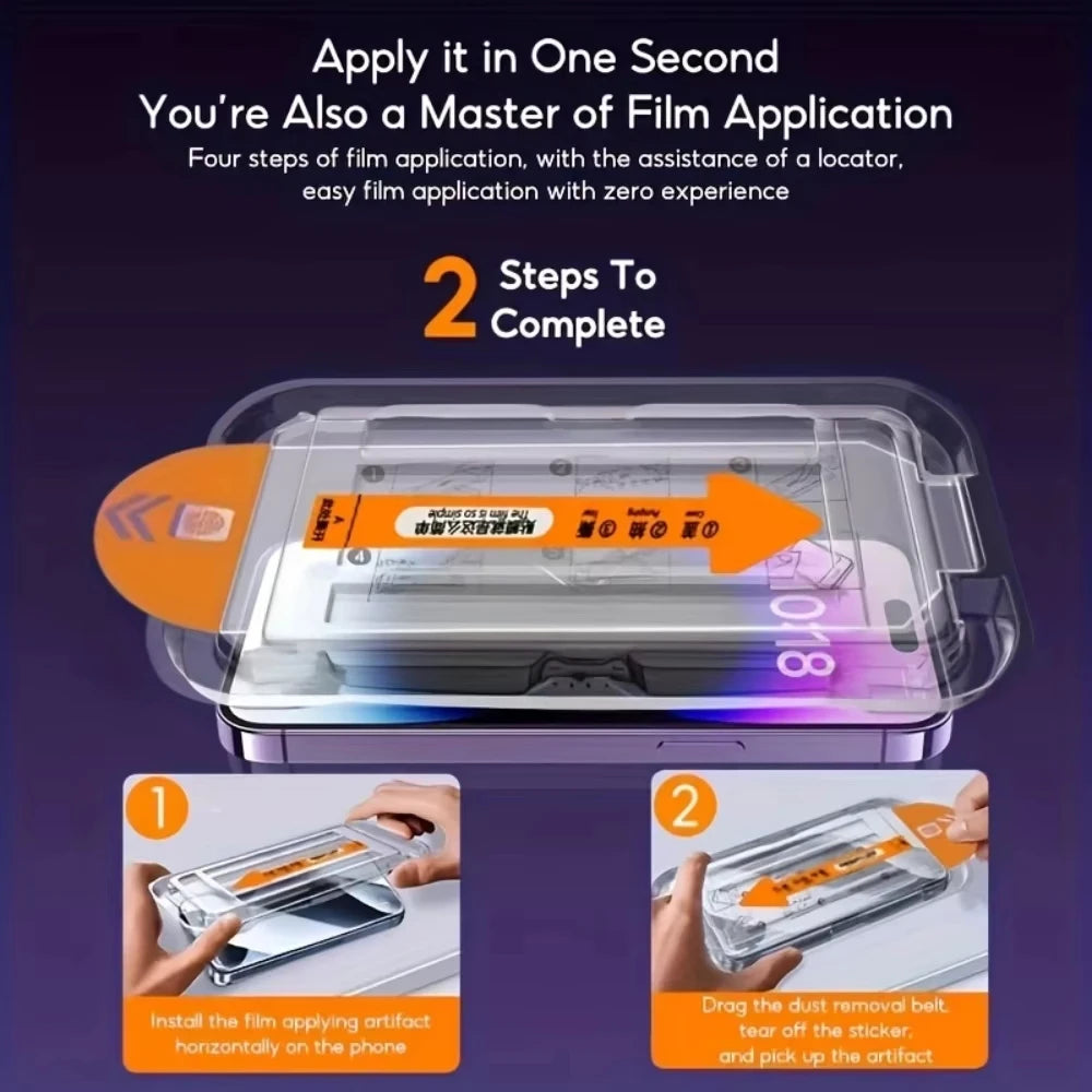 1-5PCS Easy Install HD Screen Protector For iPhone 18 Pro Max 17 15 16 13 11 14 16e 12 Mini XR X Xs 7 8 Plus Air Tempered Glass