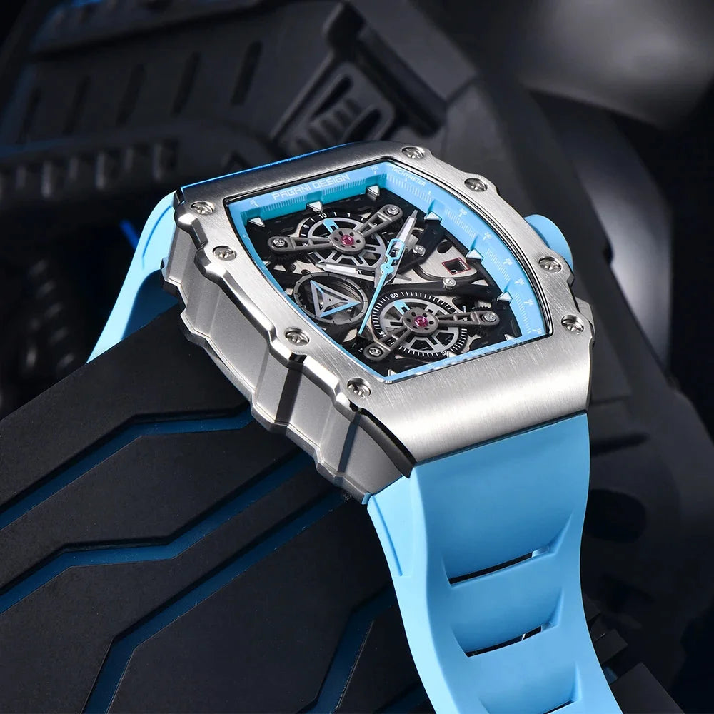 Pagani Design Men's Quartz Watches Japan Movt Skeleton Dial Waterproof