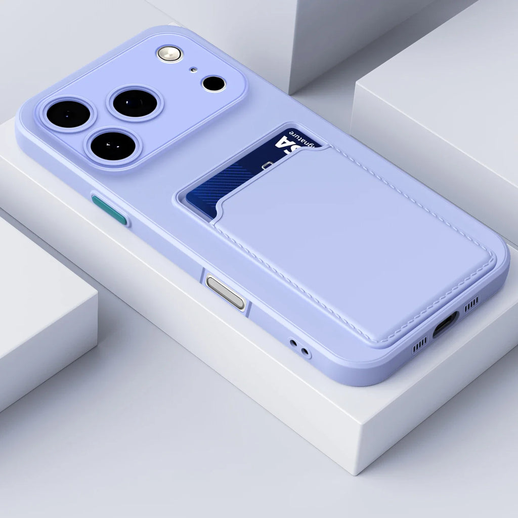 Soft Silicone Wallet Card Holder Phone Case for iPhone 17 Air 16 15 14 Plus 13 12 Mini 11 Pro 16E XS Max XR Slot Bag Back Cover