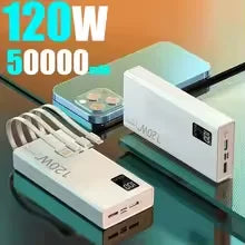 4-in-1 Power Bank 120W 500000mAh High Capacity With Cables Super Fast Charging Portable Charger For iPhone Samsung Xiaomi 2026