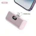 5000mAh Mini Portable Power Bank, Type-C Foldable Plug, PD10W, LED Battery Display, Plug-And-Play, Suitable For Charging IOS 17/16/15 Devices, Android Devices, Headphones, Speakers And Other Type-C Mobile Device