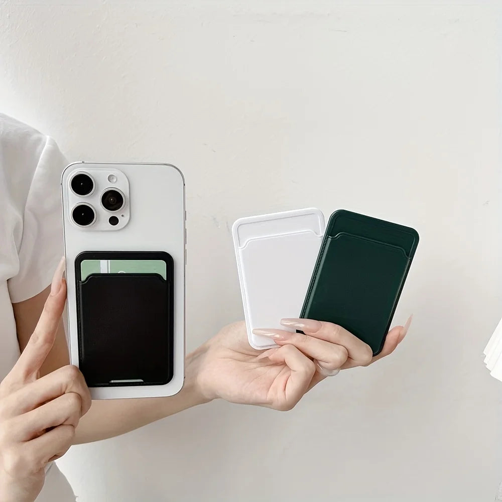 Women Man Leather Soft Card Wallet Phone Card Holder for MagSafe Magnetic Case Suitable for All iPhone Cases Card Phone Back Bag