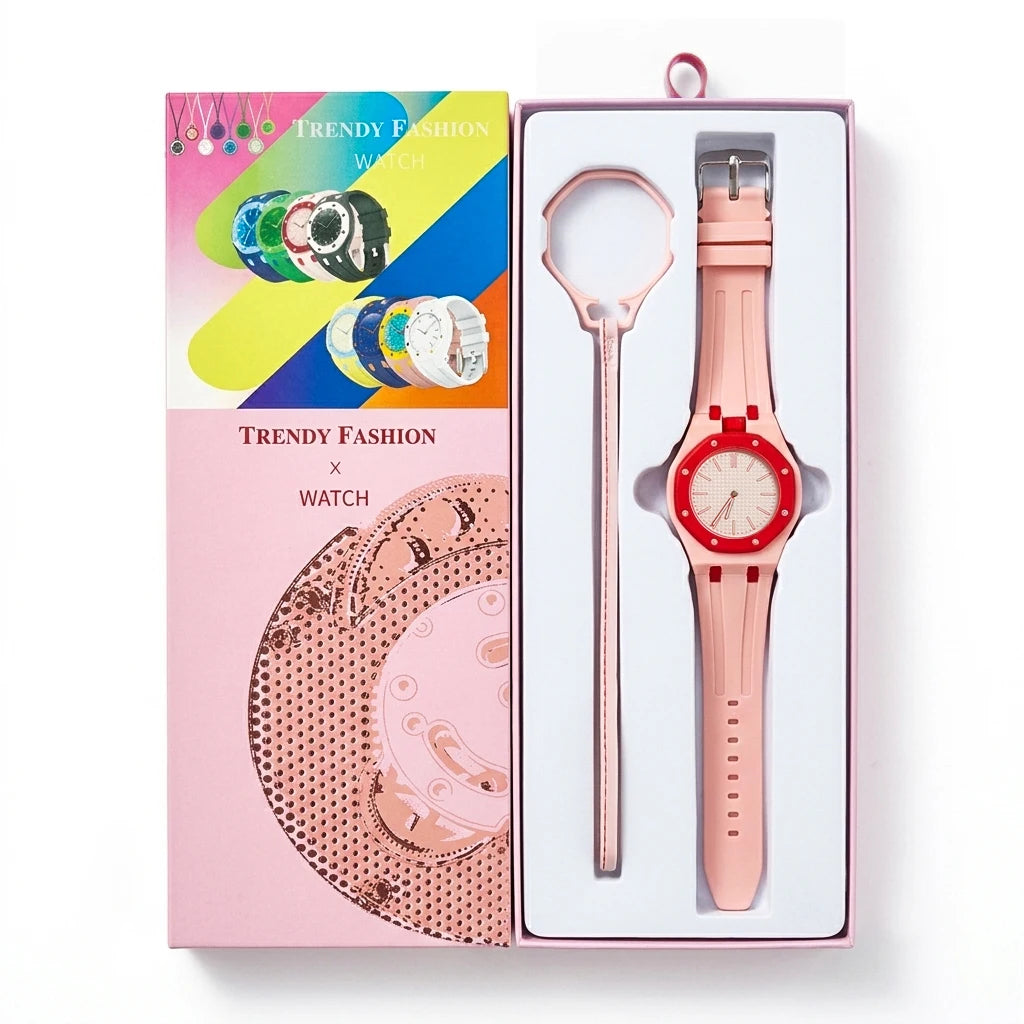 Hot Selling Pocket Quartz Watch Octagonal Pop Style Neck Movement Candy Color Niche Personality Removable Rubber strap Watch