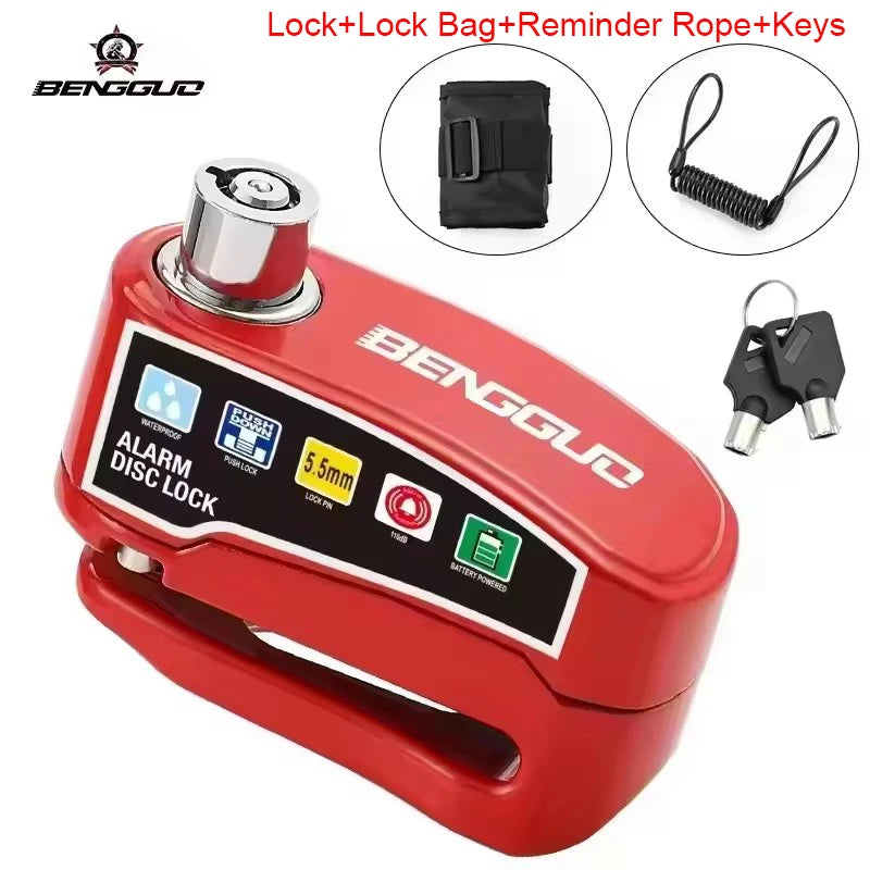Motorcycle Alarm Disc Lock Anti Theft 110dB Waterproof Motorcycle Disc Brake Lock Aluminum Alloy for Scooter Bike Motor Parts