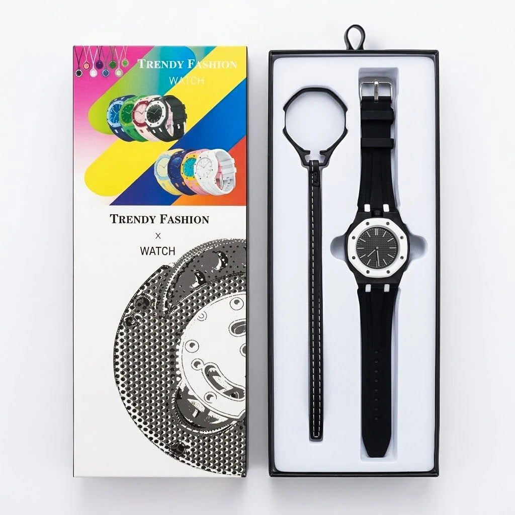 Hot Selling Pocket Quartz Watch Octagonal Pop Style Neck Movement Candy Color Niche Personality Removable Rubber strap Watch