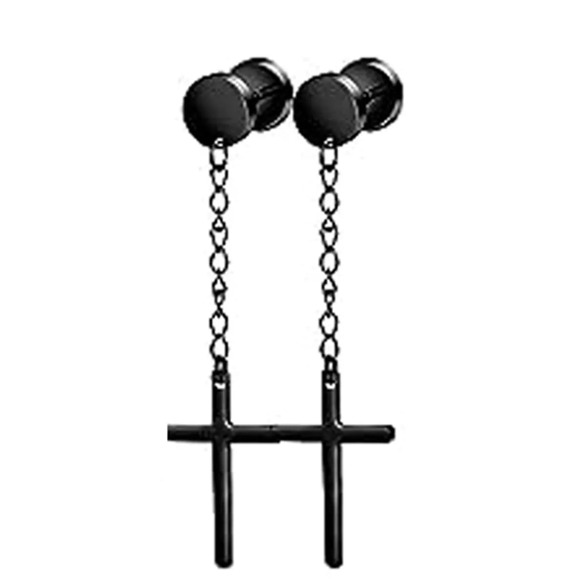 22 piece black men's earring set stainless steel small hug circle earrings cross studs and earrings