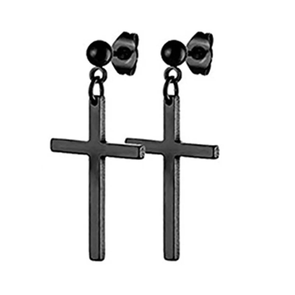 22 piece black men's earring set stainless steel small hug circle earrings cross studs and earrings