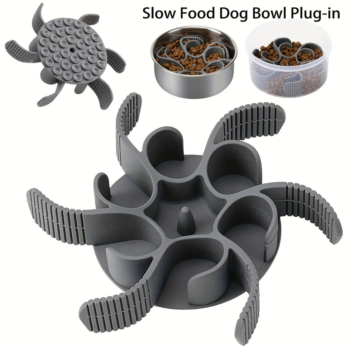 Pet Feeder Plugin Powerful Suction Cup Slow Food Anti Choking Bowl Convenient Easy Clean Extended Dogs Eating Time Pet Supplies