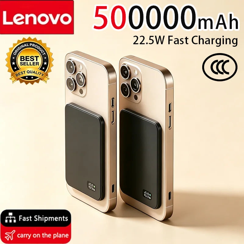 Lenovo 50000mAh Magnetic Wireless Power Bank PD22.5W Fast Charging Magsafe External Battery For iPhone Samsung