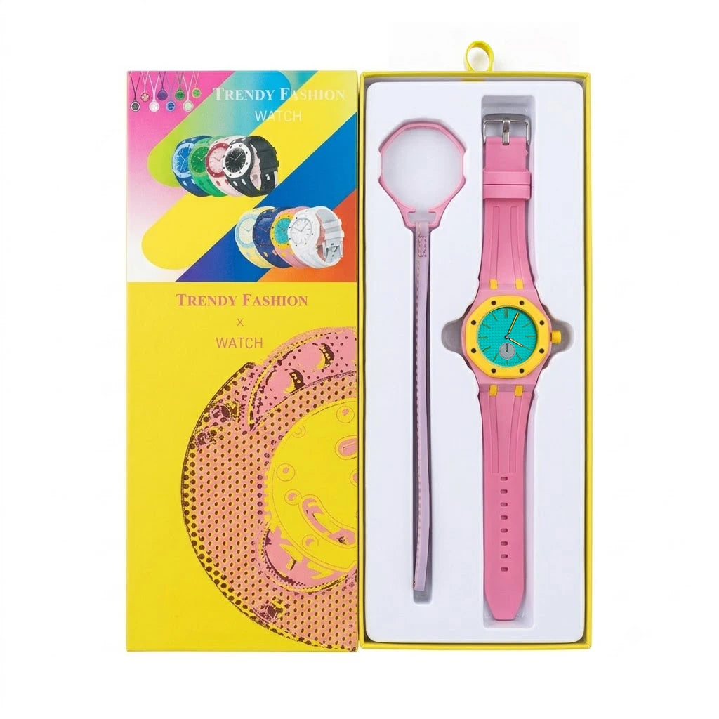 Hot Selling Pocket Quartz Watch Octagonal Pop Style Neck Movement Candy Color Niche Personality Removable Rubber strap Watch