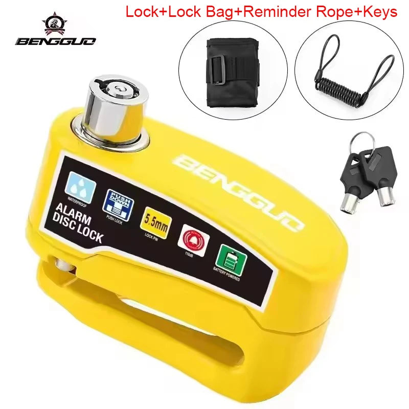 Motorcycle Alarm Disc Lock Anti Theft 110dB Waterproof Motorcycle Disc Brake Lock Aluminum Alloy for Scooter Bike Motor Parts