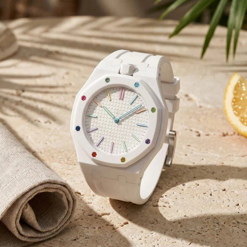Hot Selling Pocket Quartz Watch Octagonal Pop Style Neck Movement Candy Color Niche Personality Removable Rubber strap Watch