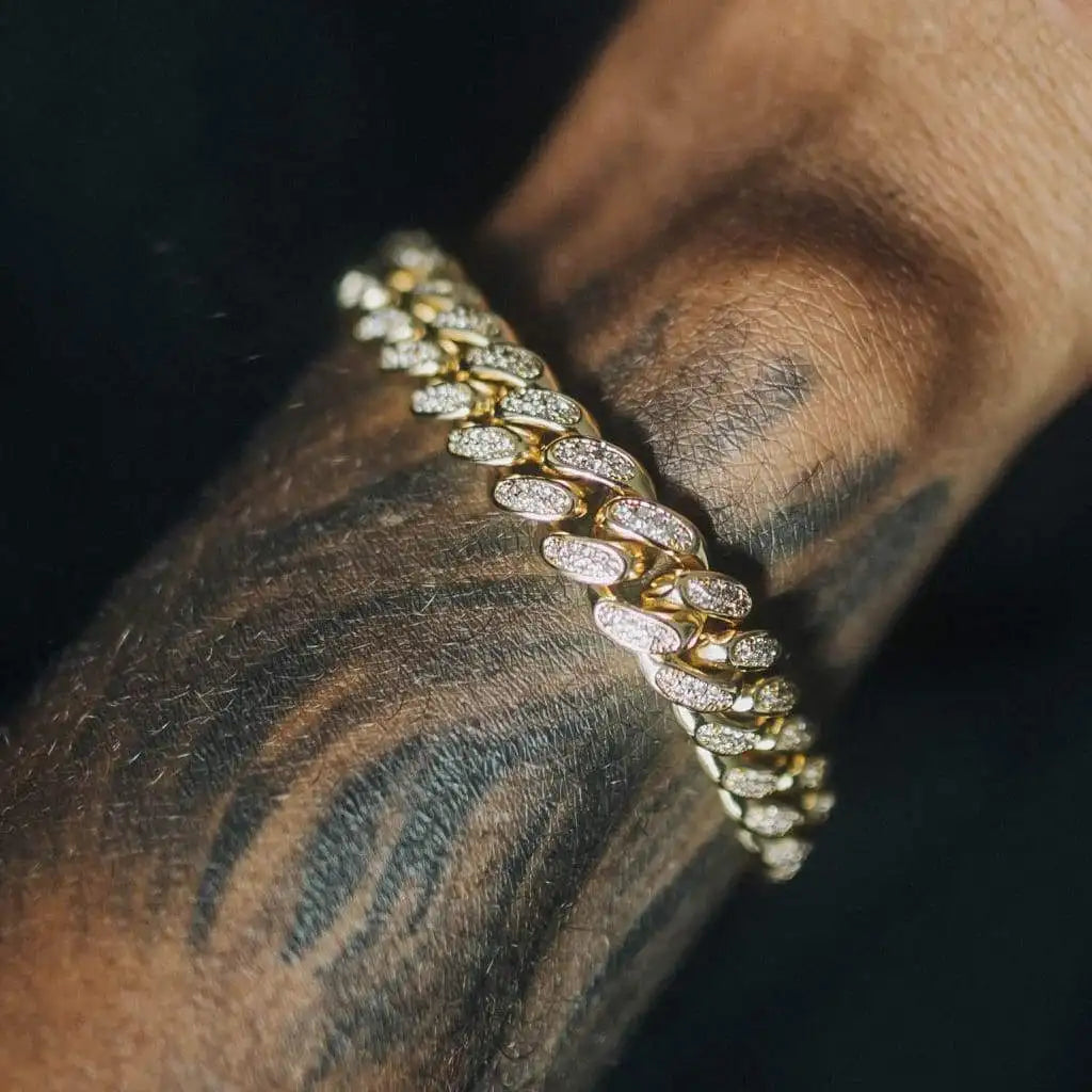 Hip Hop 12MM 2Row Cuban Prong Chain Bling Iced Out Box Buckle Copper 5A+ Cubic Zirconia Bracelet For Men Jewelry Women