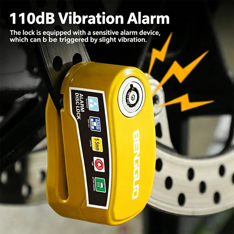 Motorcycle Alarm Disc Lock Anti Theft 110dB Waterproof Motorcycle Disc Brake Lock Aluminum Alloy for Scooter Bike Motor Parts