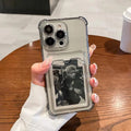 Transparent Card Slot Bag Holder Case For iPhone 17 18 Pro 16 15 13 11 12 14 Pro Max Plus 16e Clear Wallet Shockproof Soft Cover