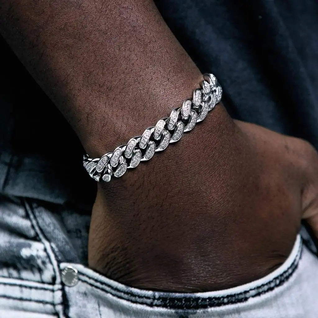 Hip Hop 12MM 2Row Cuban Prong Chain Bling Iced Out Box Buckle Copper 5A+ Cubic Zirconia Bracelet For Men Jewelry Women