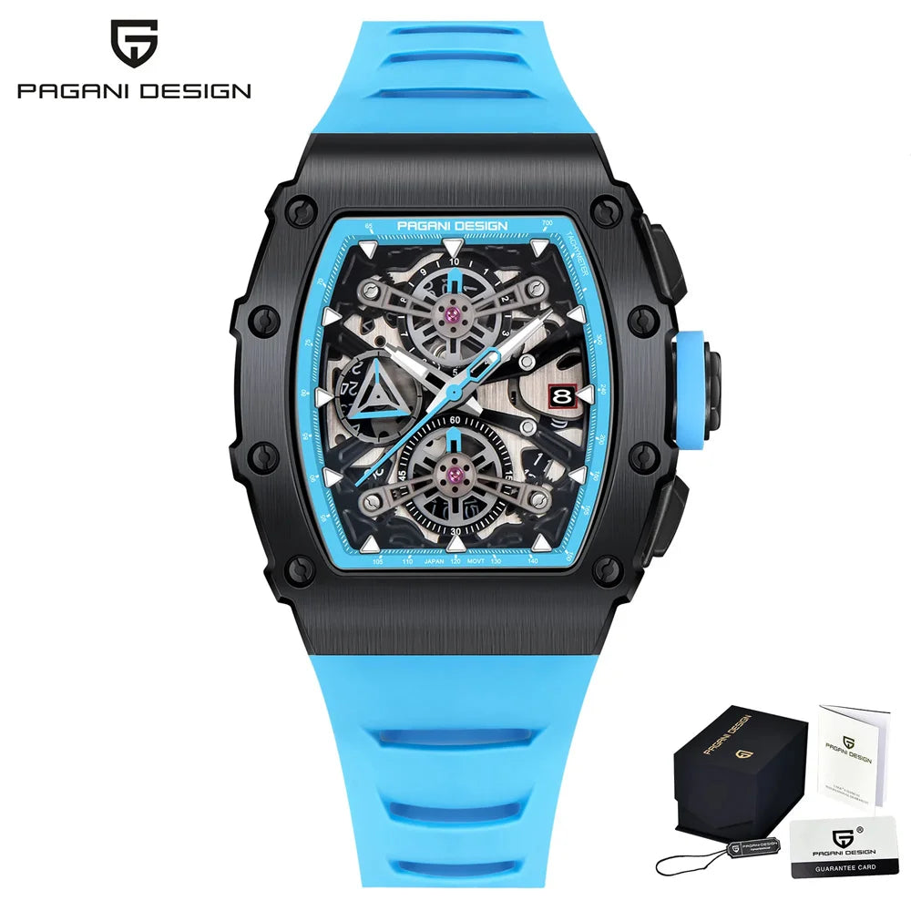 Pagani Design Men's Quartz Watches Japan Movt Skeleton Dial Waterproof