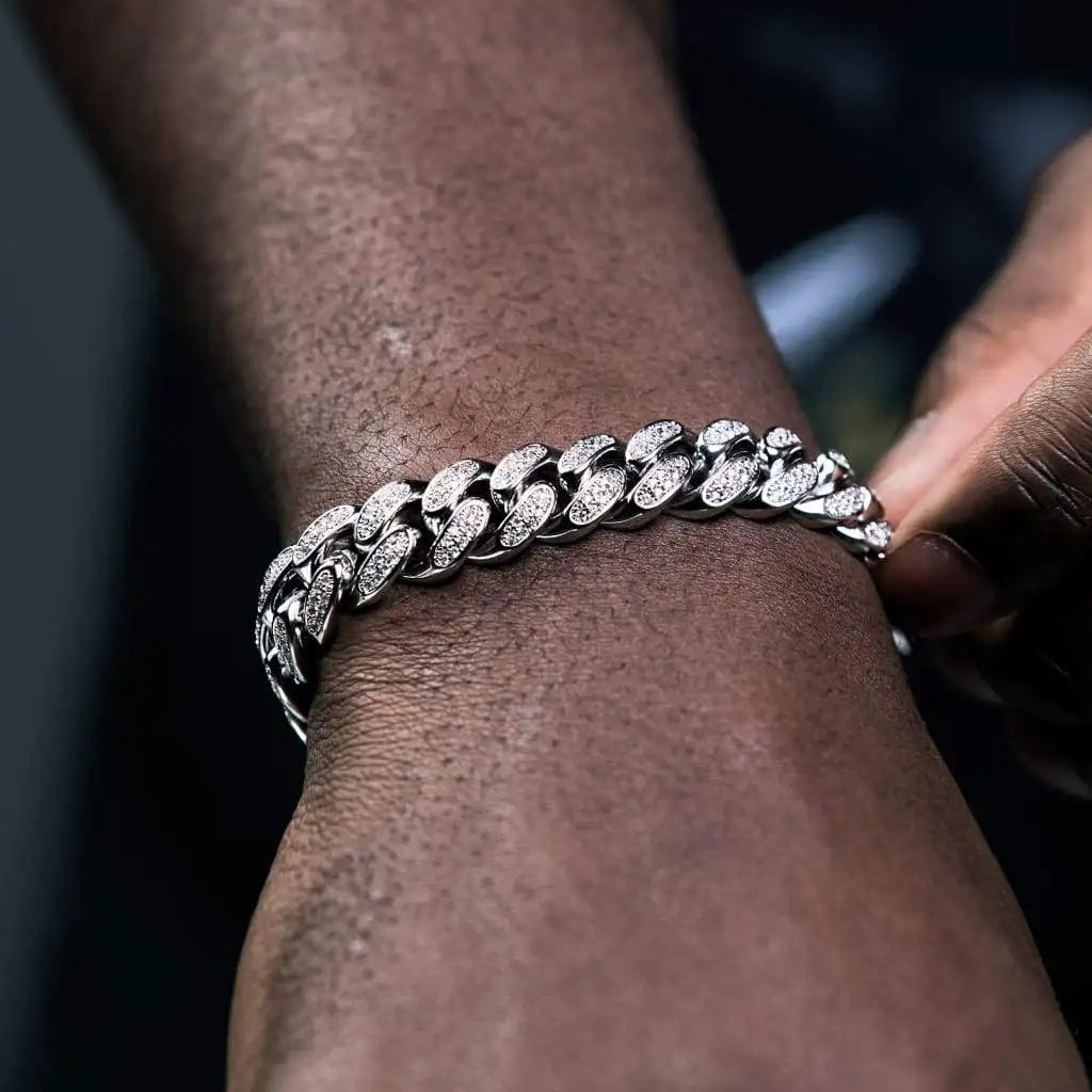 Hip Hop 12MM 2Row Cuban Prong Chain Bling Iced Out Box Buckle Copper 5A+ Cubic Zirconia Bracelet For Men Jewelry Women