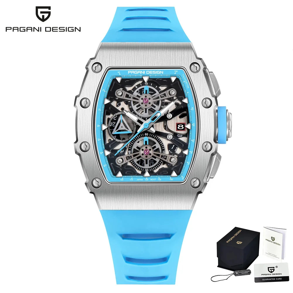 Pagani Design Men's Quartz Watches Japan Movt Skeleton Dial Waterproof