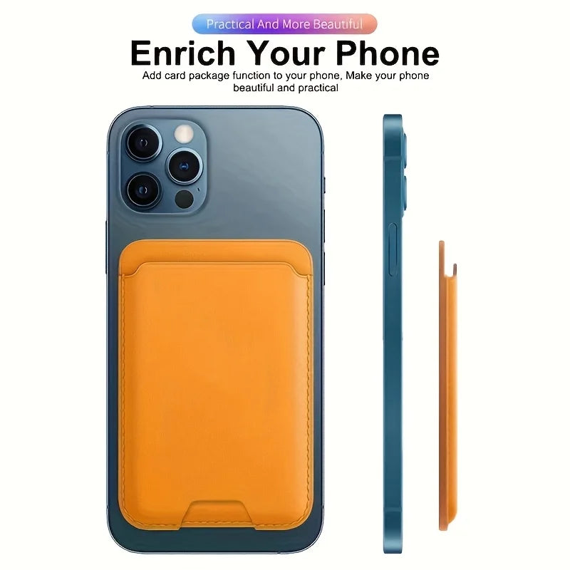 Women Man Leather Soft Card Wallet Phone Card Holder for MagSafe Magnetic Case Suitable for All iPhone Cases Card Phone Back Bag