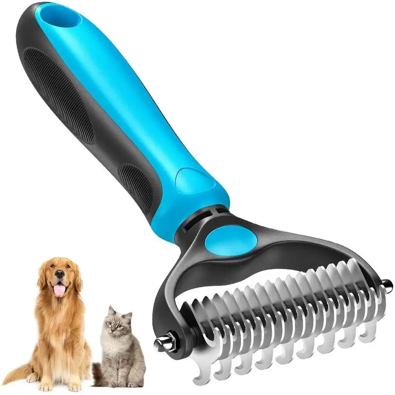 2in1 Stainless Pet Deshedding Brush Dog Hair Remover Pet Fur Knot Cutter Puppy Cat Comb Brushes Dogs Grooming Shedding Supplies